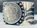 Incredible San Felipe Signed Morgan Silver Dollar Sterling Silver Huge Bracelet-Nativo Arts