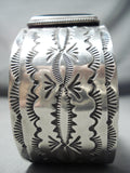For Large Wrist Vintage Native American Navajo Sterling Silver Ford Onyx Bracelet-Nativo Arts