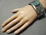 Huge Vintage Native American Navajo Royston Turquoise Sterling Silver Kokopelli Bracelet Old-Nativo Arts