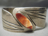 Rare Wide Vintage Native American Navajo Spiny Oyster Shell Sterling Silver Bracelet Old-Nativo Arts