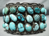 One Of The Best Vintage Native American Navajo Turquoise Wide Sterling Silver Bracelet Old-Nativo Arts