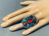 Ruby Red Vintage Native American Navajo Turquoise Sterling Silver Ring Old-Nativo Arts