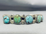 Intense Spiderweb Turquoise Vintage Native American Navajo Sterling Silver Bracelet-Nativo Arts