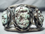 Authentic Best Vintage Native American Navajo Green Seafoam Turquoise Sterling Silver Bracelet-Nativo Arts