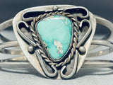 Authentic Older Vintage Native American Navajo Green Turquoise Sterling Silver Swirl Bracelet-Nativo Arts