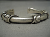 Important Authentic Vintage Native American Navajo Orville Tsinnie Sterling Silver Bracelet-Nativo Arts