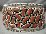 Huge Chunky Red Coral Native American Navajo Sterling Silver Bracelet Cuff-Nativo Arts