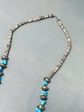 Native American Traditional Vintage Santo Domingo Old Kingman Turquoise Sterling Silver Necklace-Nativo Arts