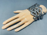 Very Old Vintage Native American Navajo Sterling Silver Hand Tooled Thorn Bracelet-Nativo Arts