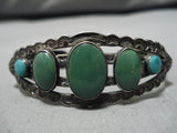 Earlier 1900's Vintage Native American Navajo Domed Cerrillos Turquoise Sterling Silver Bracelet-Nativo Arts