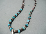 Native American Unique Vintage Santo Domingo Turquoise Sterling Silver Necklace Old-Nativo Arts