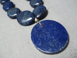 Native American Incredible Vintage Santo Domingo Lapis Sterling Silver Necklace Old-Nativo Arts