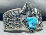 Heavy 149 Gram Vintage Native American Navajo Spider Turquoise Sterling Silver Bracelet-Nativo Arts