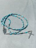Very Rare Vintage Native American Navajo Turquoise Sterling Silver Rosary-Nativo Arts