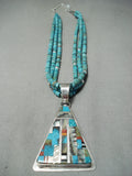 Native American Dan Coriz Important Santo Domingo Turquoise Heishi Sterling Silver Necklace-Nativo Arts