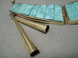 Important 14k Gold Vintage Native American Navajo Don Juan Apache Turquoise Necklace Old-Nativo Arts