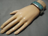 Exceptional Vintage Native American Navajo Turquoise Sterling Silver Bracelet Old-Nativo Arts