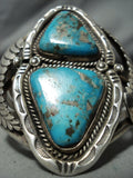 Museum Double Turquoise Vintage Native American Navajo Sterling Silver Bracelet-Nativo Arts
