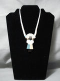 Native American Superior Vintage Santo Domingo Hand Carved Turquoise Sterling Silver Necklace-Nativo Arts