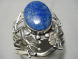 Monstrous Vintage Native American Navajo Frog Lapis Sterling Silver Bracelet-Nativo Arts