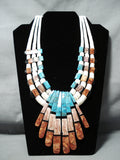 Native American One Of The Biggest Ever Santo Domingo Turquoise Shell Necklace-Nativo Arts