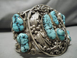 One Of Best Vintage Native American Navajo Turquoise Garden Of Leaves Sterling Silver Bracelet-Nativo Arts