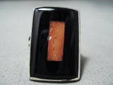 Fantastic Zuni Coral Sterling Silver Ring Native American-Nativo Arts