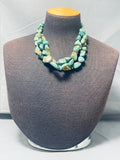 Chunks Of Green Turquoise Native American Navajo Sterling Silver Necklace-Nativo Arts