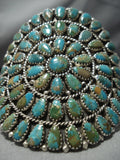 Fabulous Vintage Native American Navajo Green Turquoise Sterling Silver Bracelet Old-Nativo Arts
