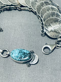 Unique Native American Navajo Blue Diamond Turquoise & Mercury Dime Sterling Silver Bracelet-Nativo Arts
