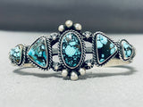 Breathtaking Native American Navajo Spiderweb Turquoise Sterling Silver Bracelet Signed-Nativo Arts