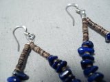Fantastic Navajo Native American Lapis Sterling Silver Earrings-Nativo Arts