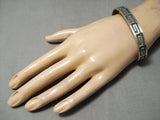 Incredible Vintage Native American Navajo Geometric Water Wave Sterling Silver Bracelet-Nativo Arts