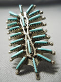 Important Vintage Native American Zuni Alice Quam Razor Turquoise Sterling Silver Ring Old-Nativo Arts