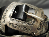 Detailed Vintage Native American Navajo Sterling Silver Repoussed Concho Belt Old-Nativo Arts