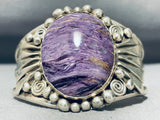 Important Adakai Vintage Native American Navajo Charoite Sterling Silver Bracelet-Nativo Arts