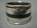 Quality Vintage Francis Native American Navajo Green Turquoise Sterling Silver Ring-Nativo Arts