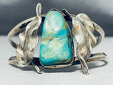 Leaf Flank Vintage Native American Navajo Turquoise Sterling Silver Bracelet Old-Nativo Arts