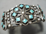 Unique!! Vintage Native American Navajo Freddie Chavez Sterling Silver Turquoise Bracelet-Nativo Arts