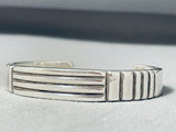 Johnny Nez Vintage Native American Navajo Sterling Silver Thick Bracelet-Nativo Arts