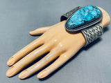 160 Gram Native American Navajo Blue Diamond Turquoise Sterling Silver Bracelet-Nativo Arts