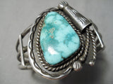 High Grade Vivid Vintage Native American Navajo Carico Lake Turquoise Sterling Silver Bracelet-Nativo Arts
