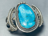 Rare Vintage Museum Native American Navajo Turquoise Sterling Silver Bracelet Old-Nativo Arts