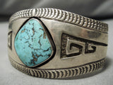 Superior Vintage Native American Navajo Hopi Turquoise Sterling Silver Bracelet Old-Nativo Arts