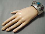 Huge Vintage Native American Navajo Chunky Turquoise Sterling Silver Shell Bracelet-Nativo Arts