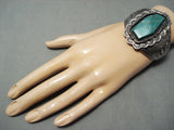 Mind Blowing Vintage Native American Navajo Turquoise Sterling Silver Flank Bracelet-Nativo Arts