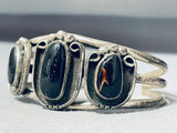 Incredible Vintage Native American Navajo Black Onyx Sterling Silver Bracelet-Nativo Arts