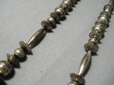 One Of The Best Vintage Native American Navajo Hand Wrought Sterling Silver Bead Necklace Old-Nativo Arts