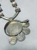 One Of The Most Unique Ever Vintage Native American Navajo Sterling Silver Coin Necklace Old-Nativo Arts
