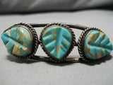 Rare Vintage Navajo #8 Turquoise Sterling Silver Native American Bracelet-Nativo Arts